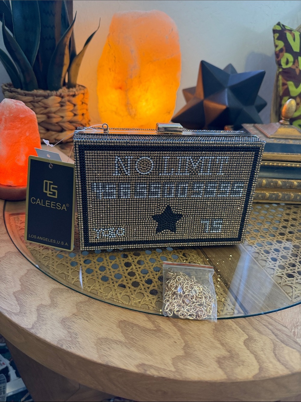 Silver Crystal 'No Limits' Box Clutch